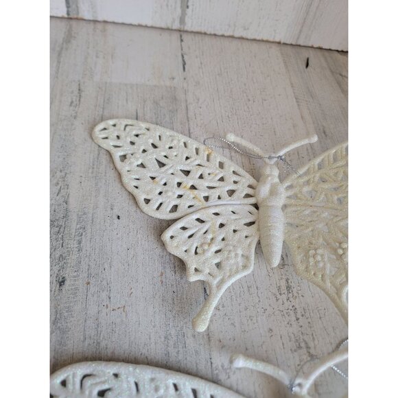 White butterfly large ornament Xmas set insect unique - Picture 4 of 9
